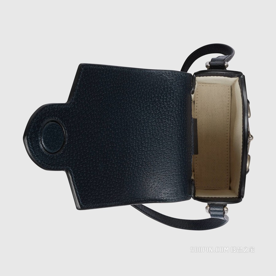 Gucci 马衔扣1955系列迷你手袋 米色和蓝色Supreme帆布