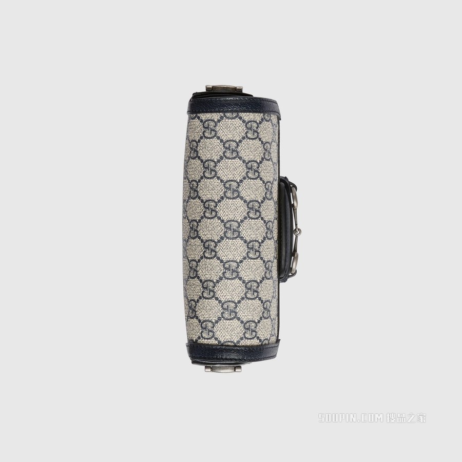 Gucci 马衔扣1955系列GG迷你手袋 米色和蓝色Supreme帆布