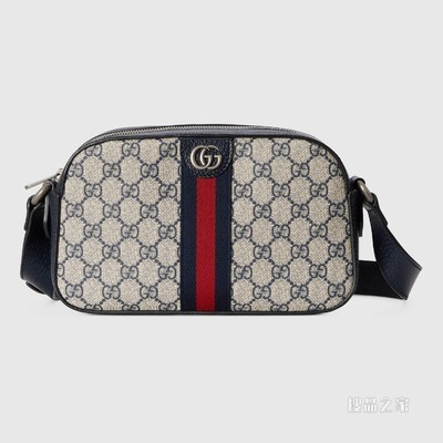 Ophidia系列相机包 米色和蓝色GG Supreme帆布