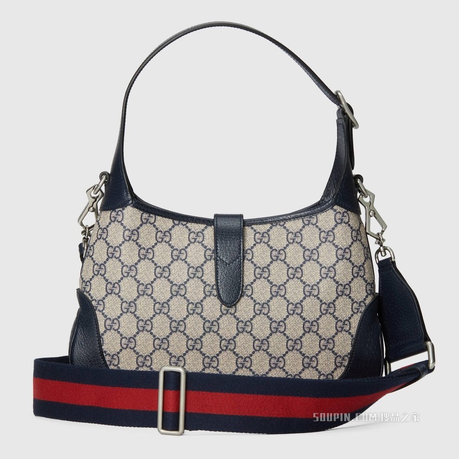 Jackie 1961系列小号GG肩背包 米色和蓝色Supreme帆布