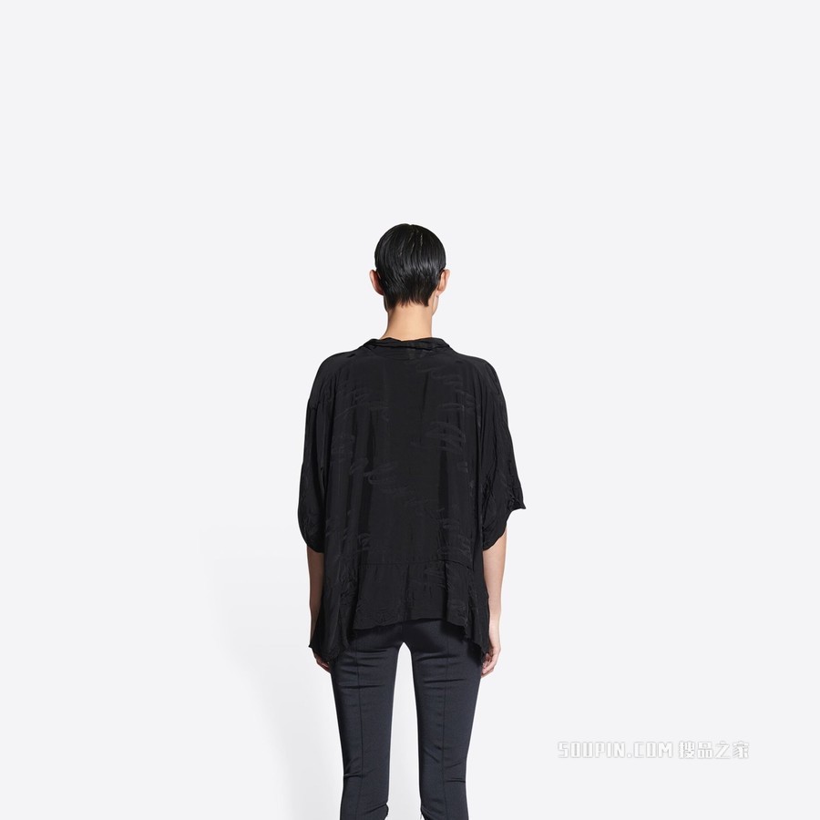 Handwritten V-Neck 女士衬衫 Oversized