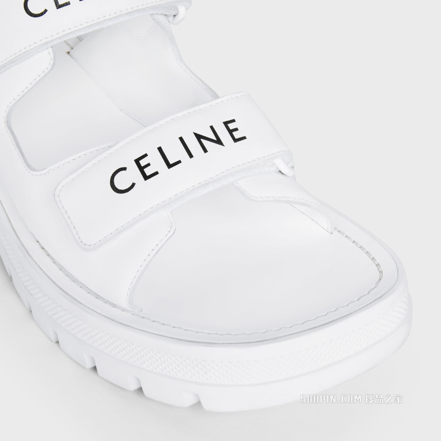 CELINE LEO饰固定带牛皮革凉鞋 23740