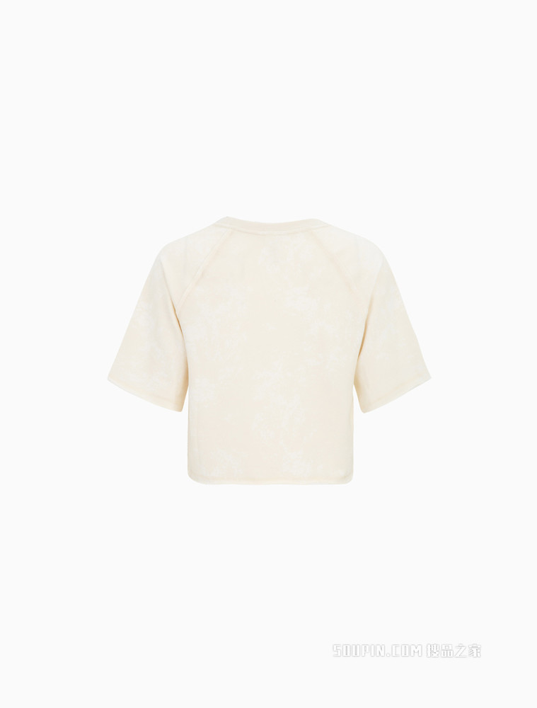 Calvin Klein 女士圆领短款Ck one LOGO贴片短袖家居服QS6807