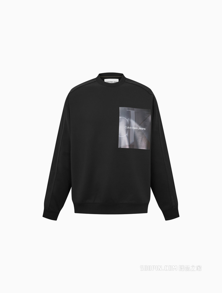 Calvin Klein 男士时尚圆领复古LOGO印花套头卫衣J320555
