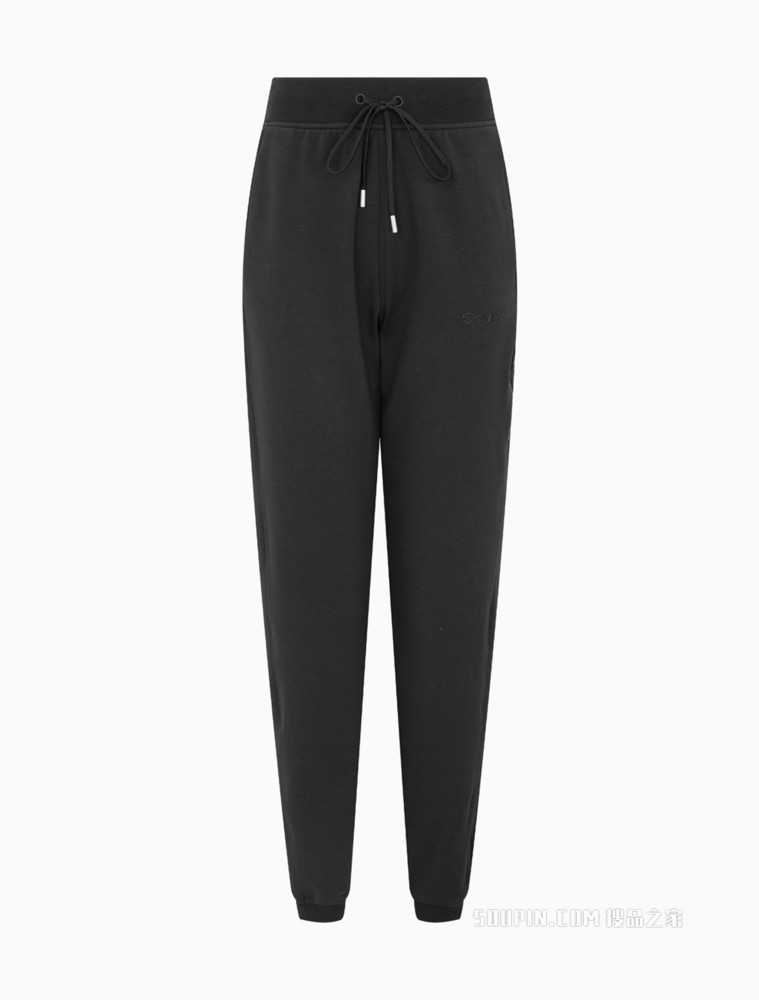Calvin Klein 女士螺纹抽绳束脚硅胶LOGO针织休闲裤4WS2P611