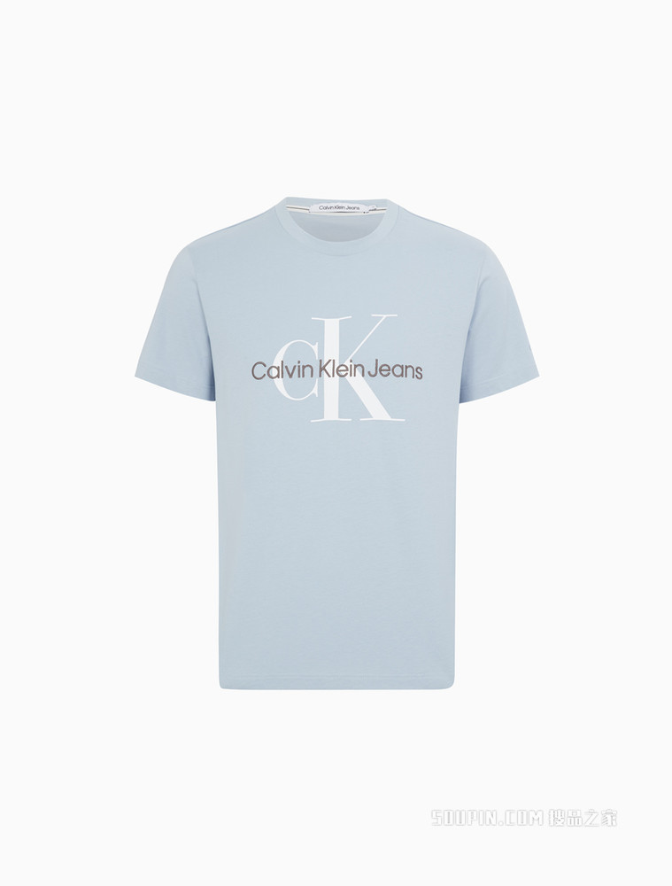 Calvin Klein 男士舒适简约纯棉叠印LOGO短袖T恤J320770