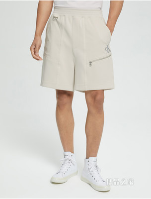 Calvin Klein 男士松紧腰LOGO胶印运动休闲短裤J320554