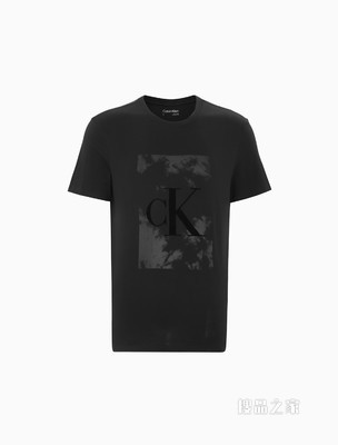 Calvin Klein 男士时尚圆领纯棉植绒LOGO短袖T恤40IC809