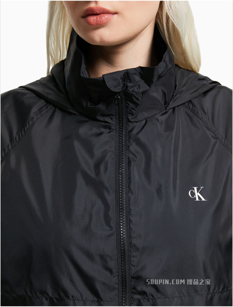 Calvin Klein 女装户外运动连帽抽绳收腰印花单夹克外套J216115