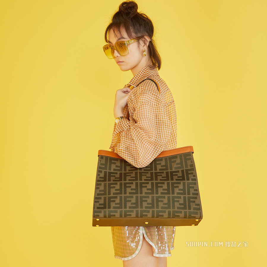 PEEKABOO X-TOTE手袋 绿色帆布手袋