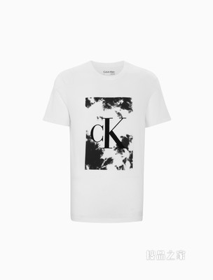 Calvin Klein 男士时尚圆领纯棉植绒LOGO短袖T恤40IC809