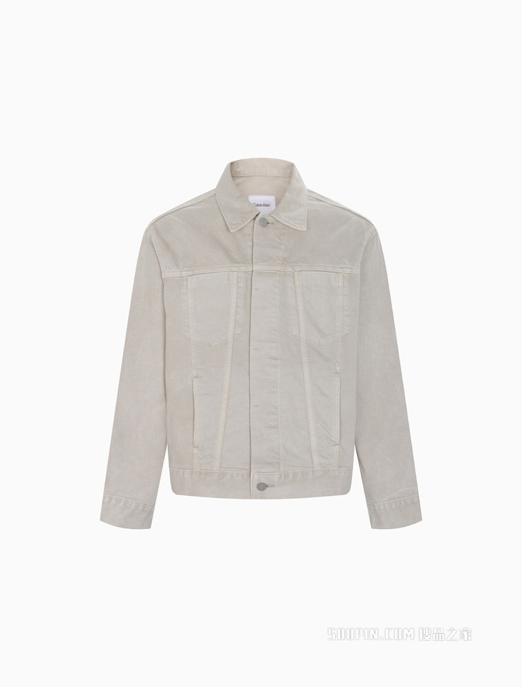Calvin Klein 男女同款工装风翻领排扣纯棉做旧牛仔外套40667ST