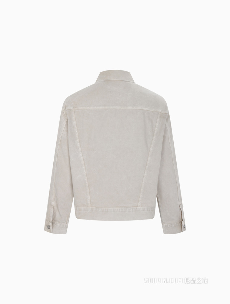 Calvin Klein 男女同款工装风翻领排扣纯棉做旧牛仔外套40667ST