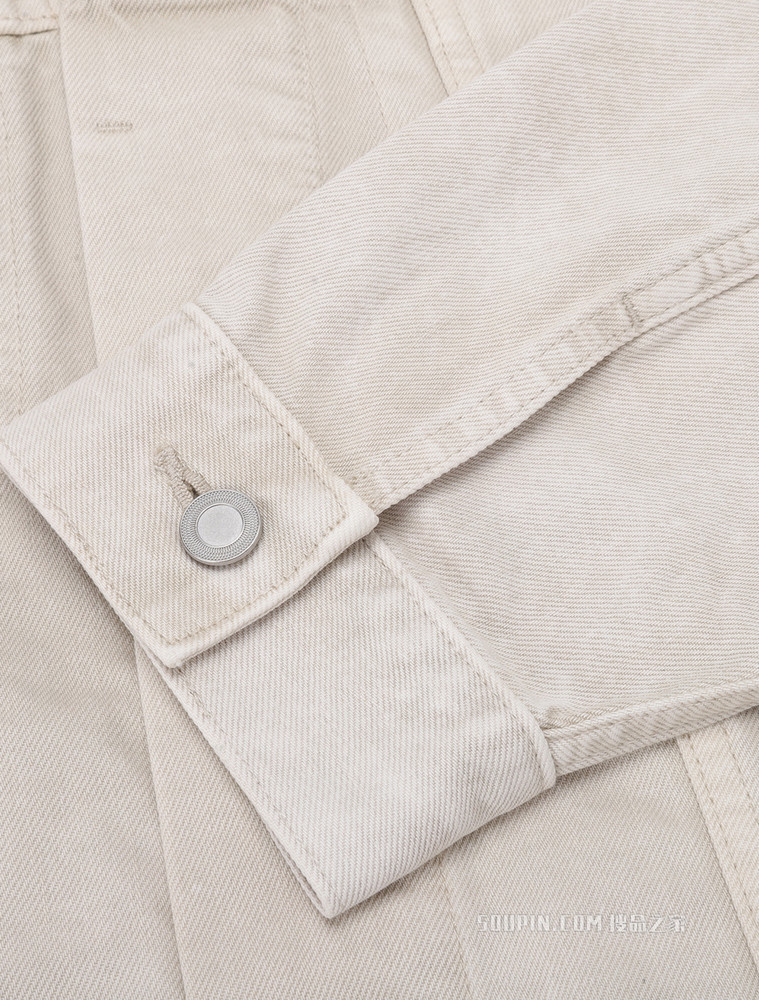 Calvin Klein 男女同款工装风翻领排扣纯棉做旧牛仔外套40667ST