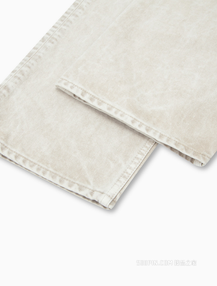 Calvin Klein 男女同款复古做旧直筒纯棉LOGO贴片牛仔裤40660ST