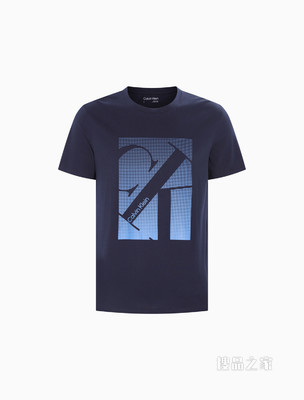 Calvin Klein 男士时尚圆领纯棉醒目LOGO短袖T恤40IC806
