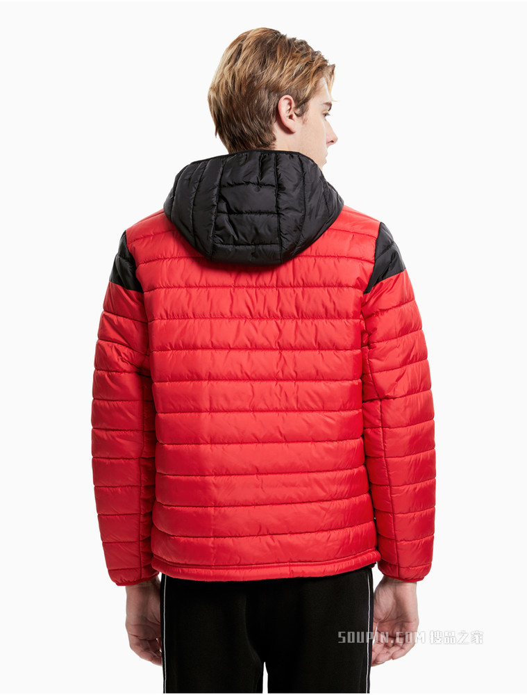 Calvin Klein 男装时尚连帽拉链前襟上下拼色绗缝外套4MF1O502