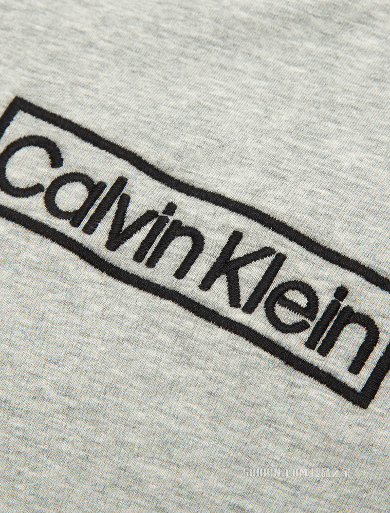 Calvin Klein 女士方框LOGO刺绣圆领短袖家居睡裙QS6800