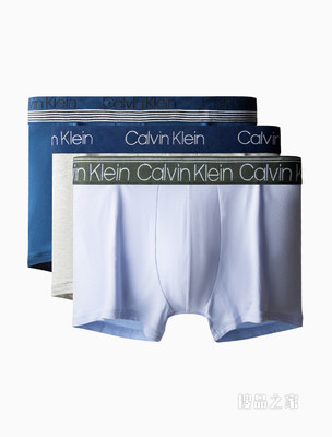 Calvin Klein 男士三条装循环LOGO腰边舒适透气平角内裤NB2729