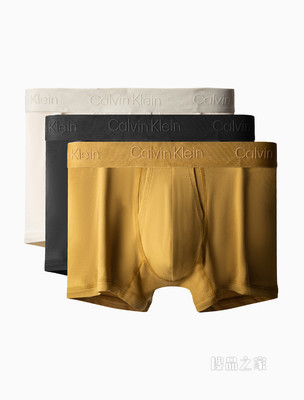 Calvin Klein 男士三条装浮雕感循环LOGO贴身平角内裤NB3065