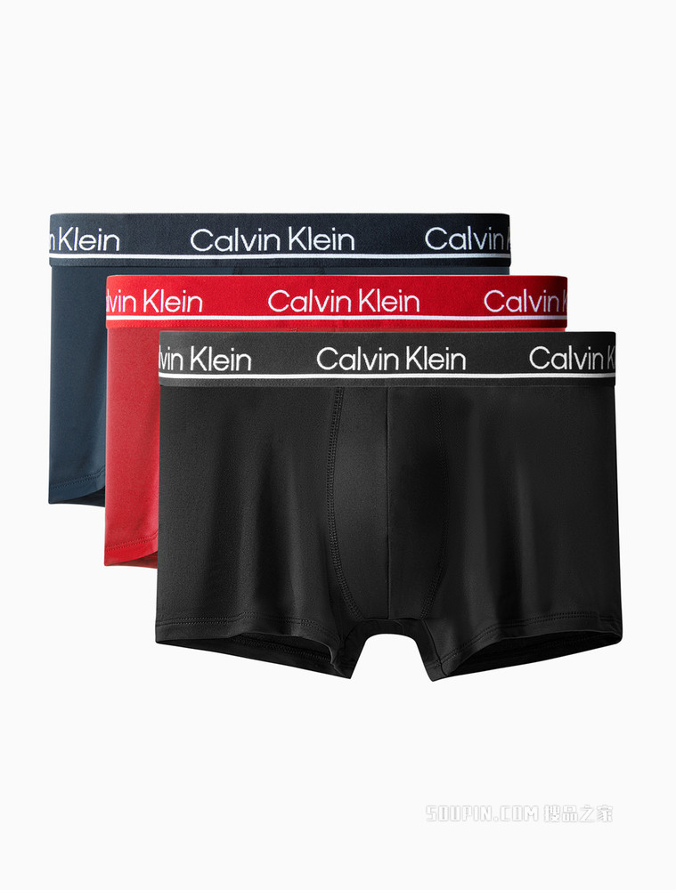 Calvin Klein 男士三条装LOGO腰边弹力轻薄平角内裤NP2443O