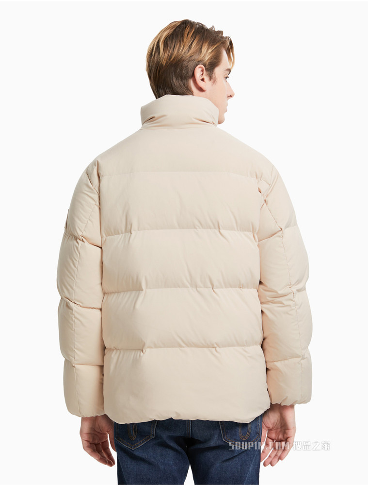 Calvin Klein 男装休闲保暖拉链立领绒领刺绣LOGO羽绒服J318158