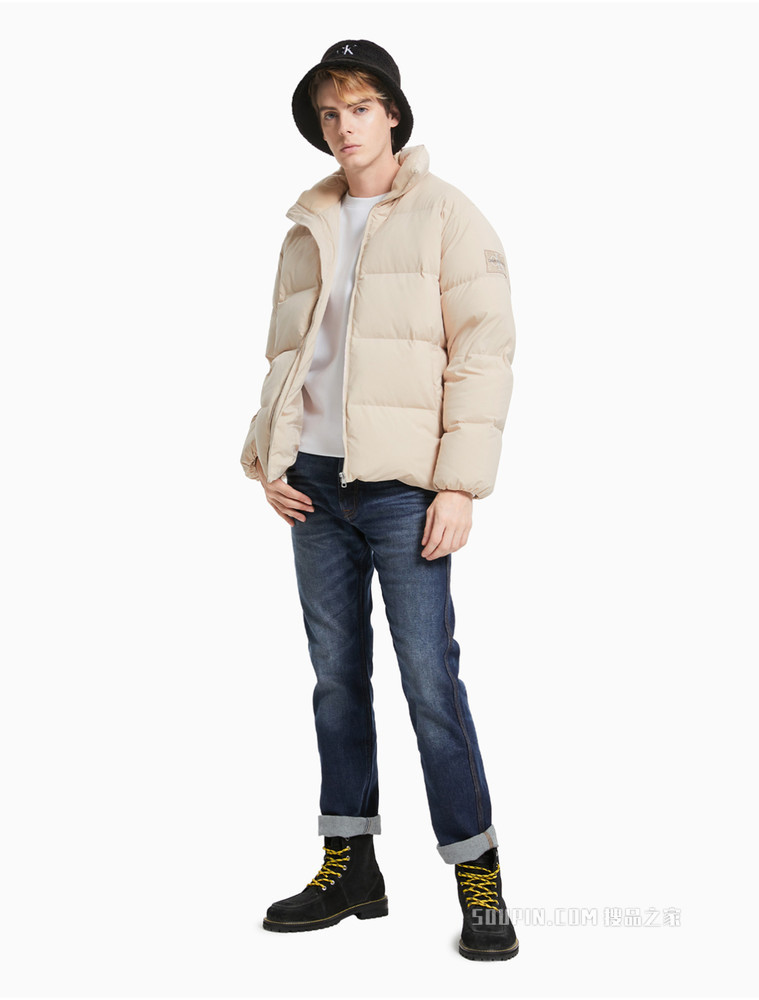 Calvin Klein 男装休闲保暖拉链立领绒领刺绣LOGO羽绒服J318158