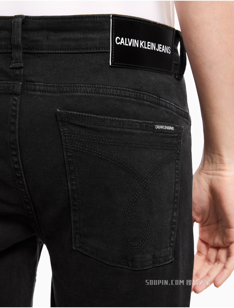 Calvin Klein 男士中腰修身合体纯色时尚牛仔裤J319355