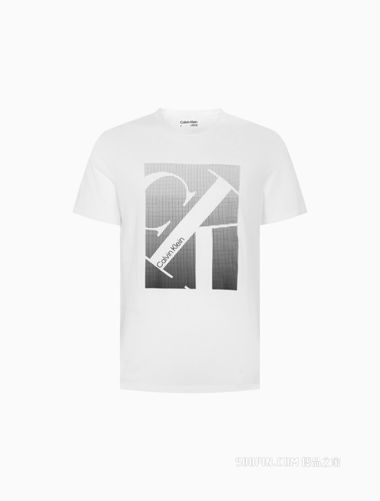 Calvin Klein 男士时尚圆领纯棉醒目LOGO短袖T恤40IC806