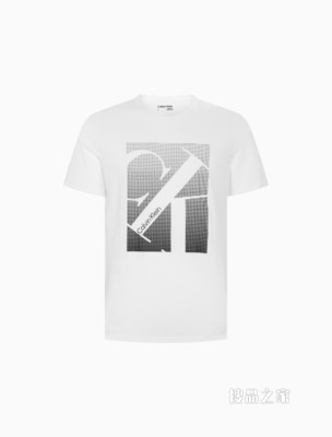 Calvin Klein 男士时尚圆领纯棉醒目LOGO短袖T恤40IC806