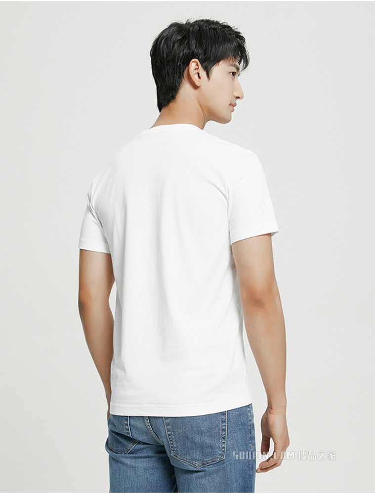 Calvin Klein 男士V领纯棉简约刺绣字母短袖T恤J320987