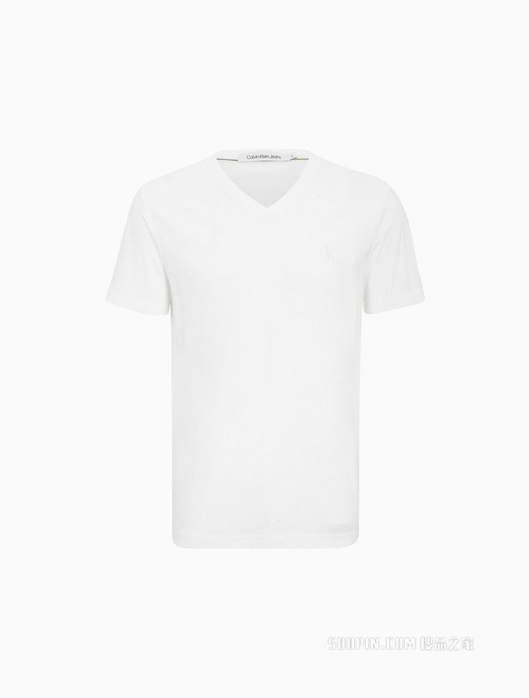 Calvin Klein 男士V领纯棉简约刺绣字母短袖T恤J320987