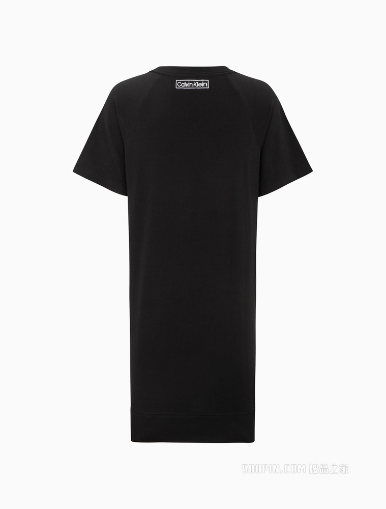 Calvin Klein 女士方框LOGO刺绣圆领短袖家居睡裙QS6800