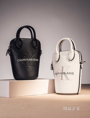 Calvin Klein女包 交叠LOGO可拆卸肩带迷你背提水桶包DH2644