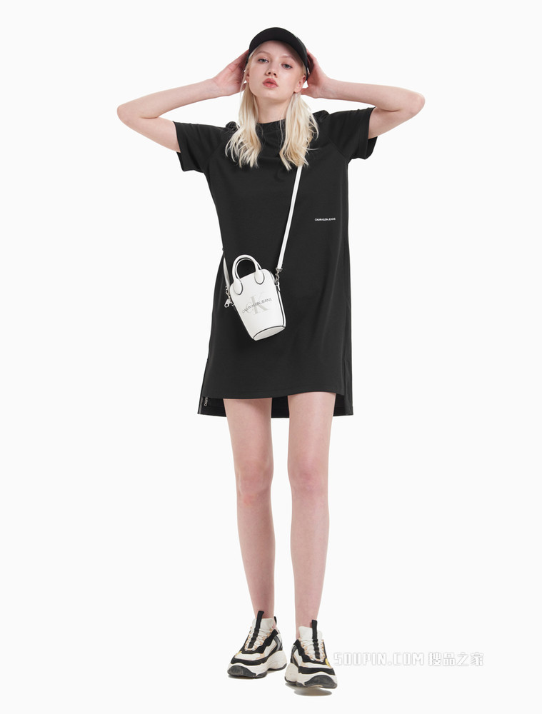 Calvin Klein女包 交叠LOGO可拆卸肩带迷你背提水桶包DH2644