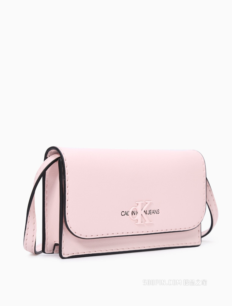 Calvin Klein女包 翻盖金属LOGO扣可调节肩带迷你单肩斜挎手机包DH2442P2600