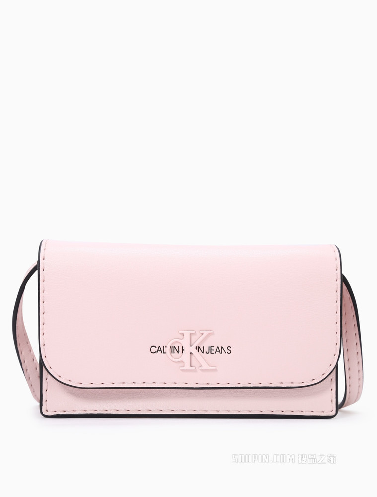 Calvin Klein女包 翻盖金属LOGO扣可调节肩带迷你单肩斜挎手机包DH2442P2600