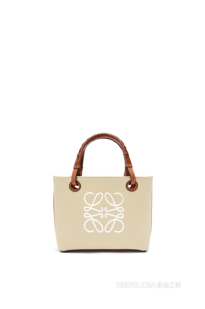 小号提花布和牛皮革 Anagram Tote 手袋