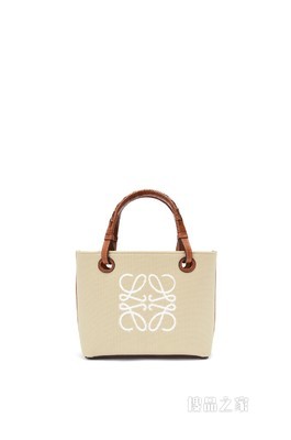 小号提花布和牛皮革 Anagram Tote 手袋