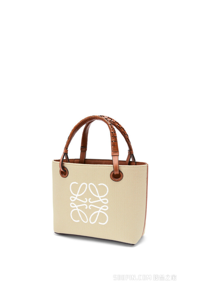 小号提花布和牛皮革 Anagram Tote 手袋