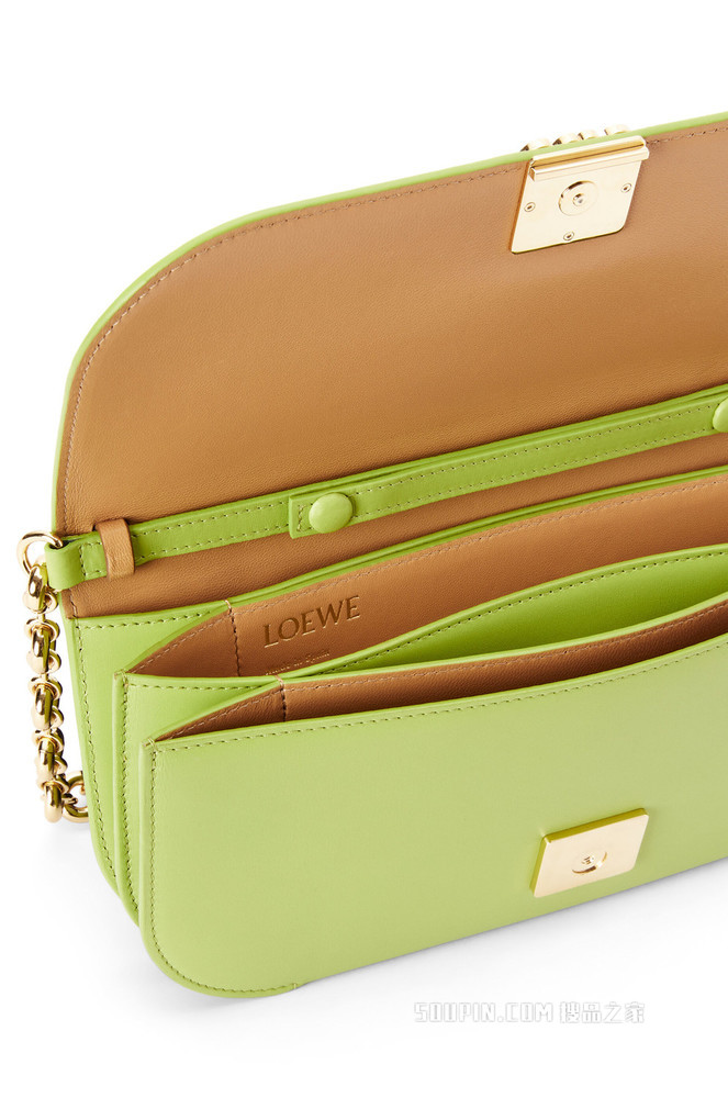 Goya Long Clutch in silk calfskin with chain