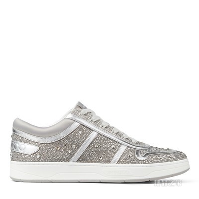 HAWAII/M 水晶装饰银色缎面系带运动鞋