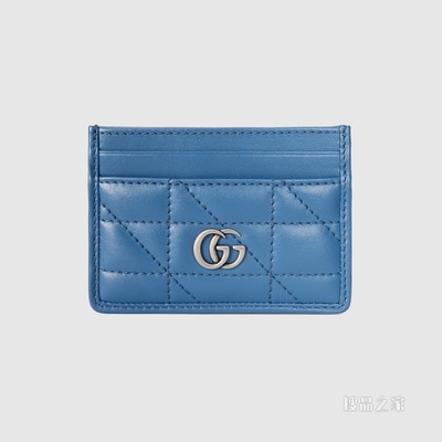 GG Marmont系列绗缝卡片夹 蓝色皮革