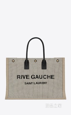 Rive Gauche织物和光滑皮革托特包