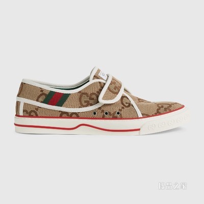 Gucci Tennis 1977系列男士运动鞋 米色和乌木色GG帆布