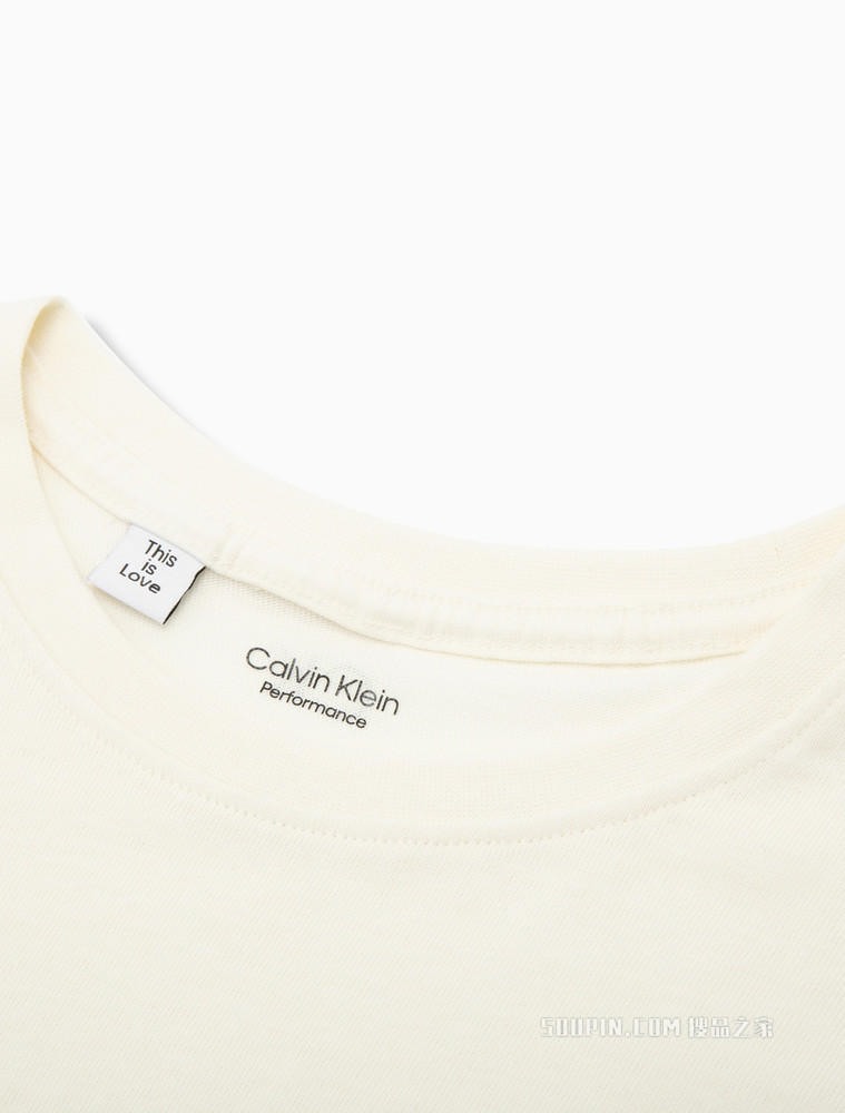 Calvin Klein 女士时尚短款简约方框LOGO胶印短袖T恤4WS2K117