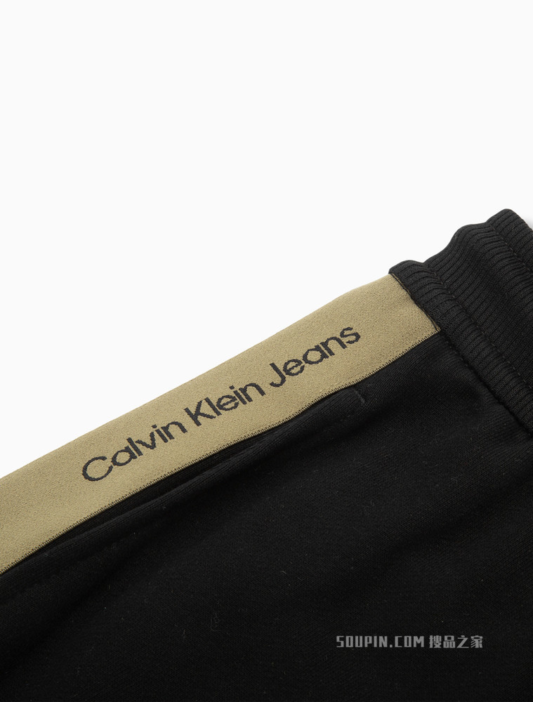 Calvin Klein 男士松紧抽绳腰纯棉LOGO织带休闲短裤J320617