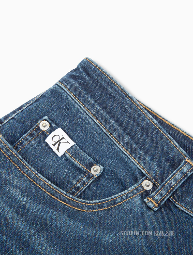 Calvin Klein 男士合体楔形撞色LOGO刺绣弹力牛仔裤J320658