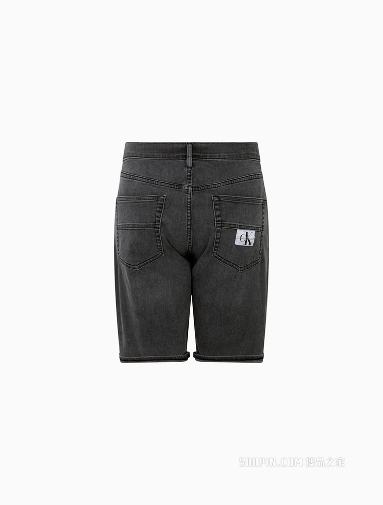 Calvin Klein 男士时尚破洞LOGO织标卷口牛仔短裤J320684
