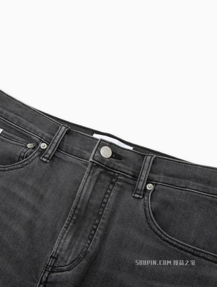 Calvin Klein 男士时尚破洞LOGO织标卷口牛仔短裤J320684